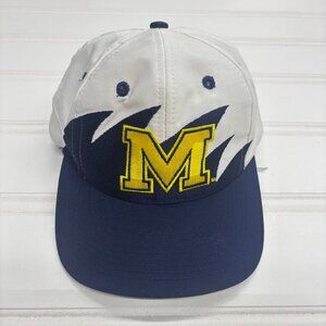 Vintage Michigan Logo 7 Snapback Hat With Blue & White Shark tooth